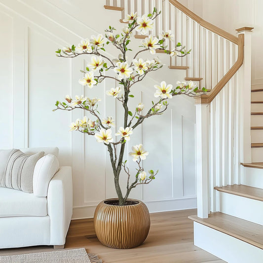 Artificial Magnolia Plant With LED Lights For Patio Yard And Home Decor