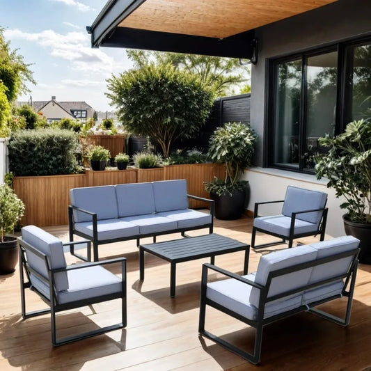 7-Seater Aluminum Patio Furniture Set with 5 Inch Cushion