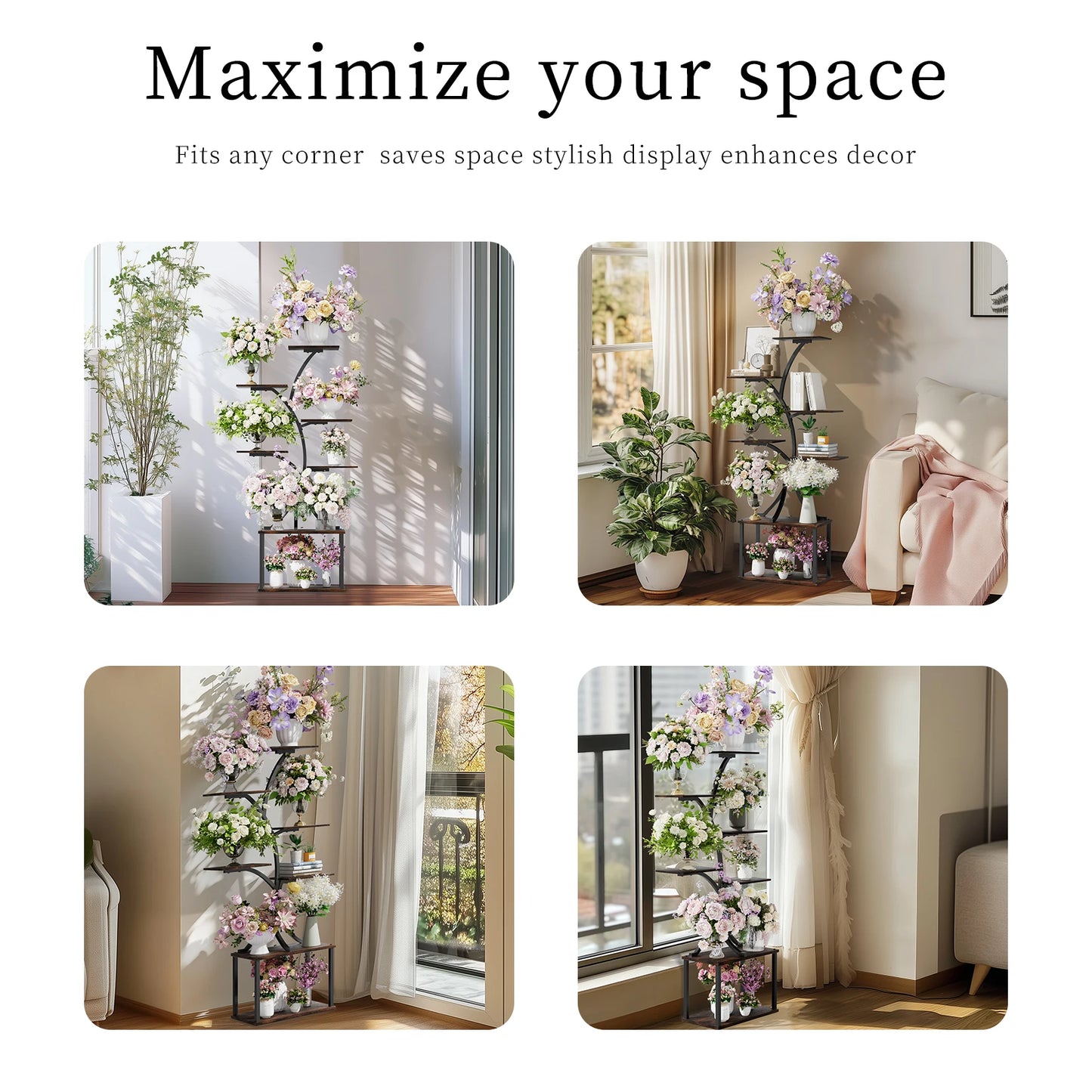 Industrial Style Multilayer Plant Stand Tree Shaped Display