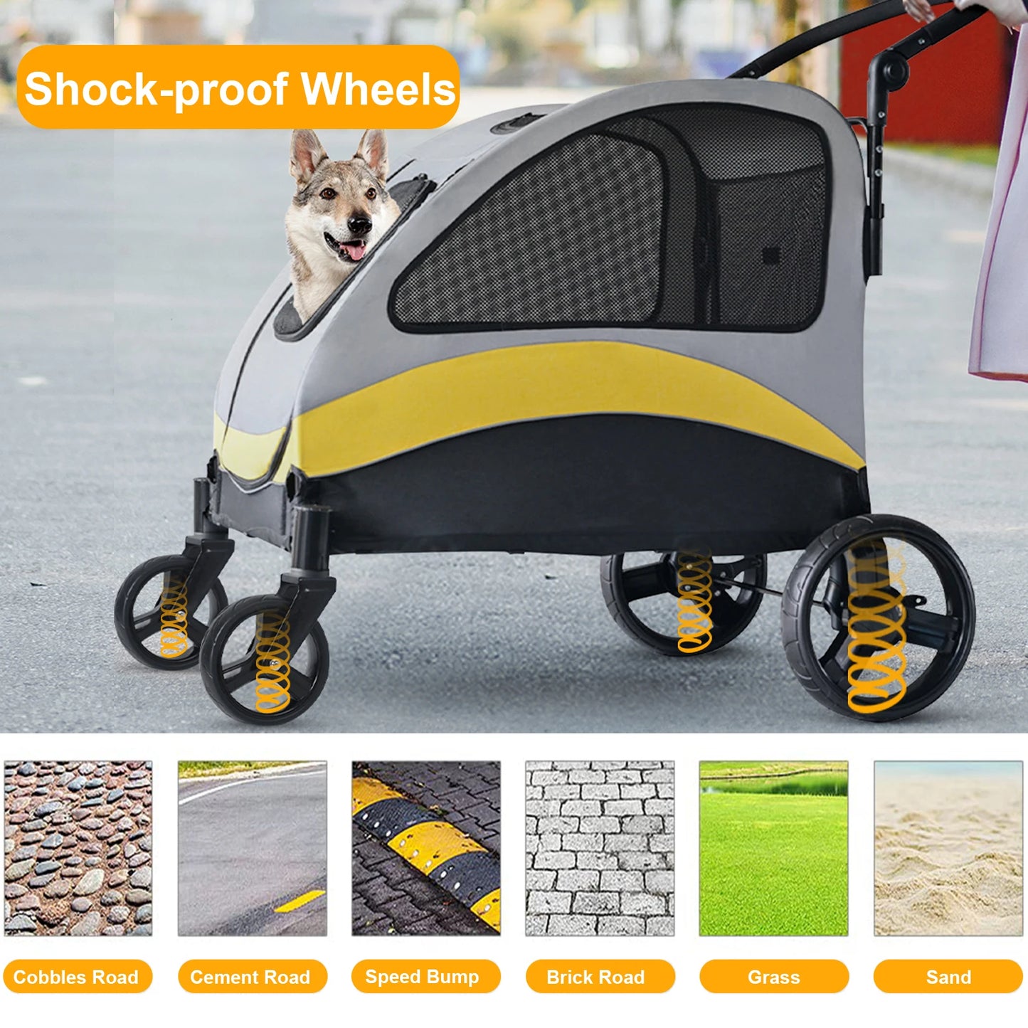 Foldable Four Wheel Dog Cat Stroller Portable Breathable