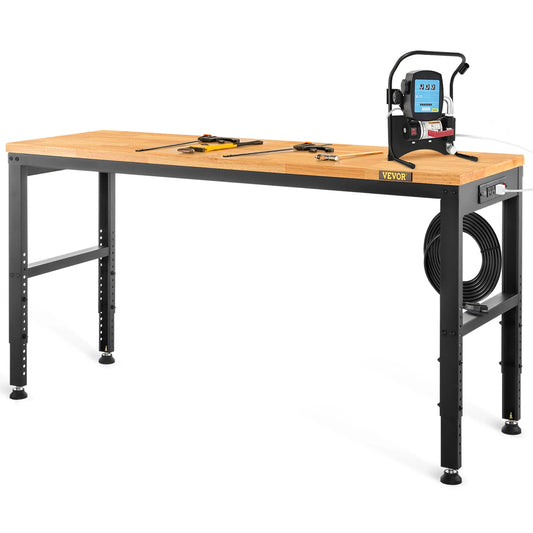 SucceBuy 2000 Lbs Adjustable Garage Workbench Hardwood Top Height Adjustable