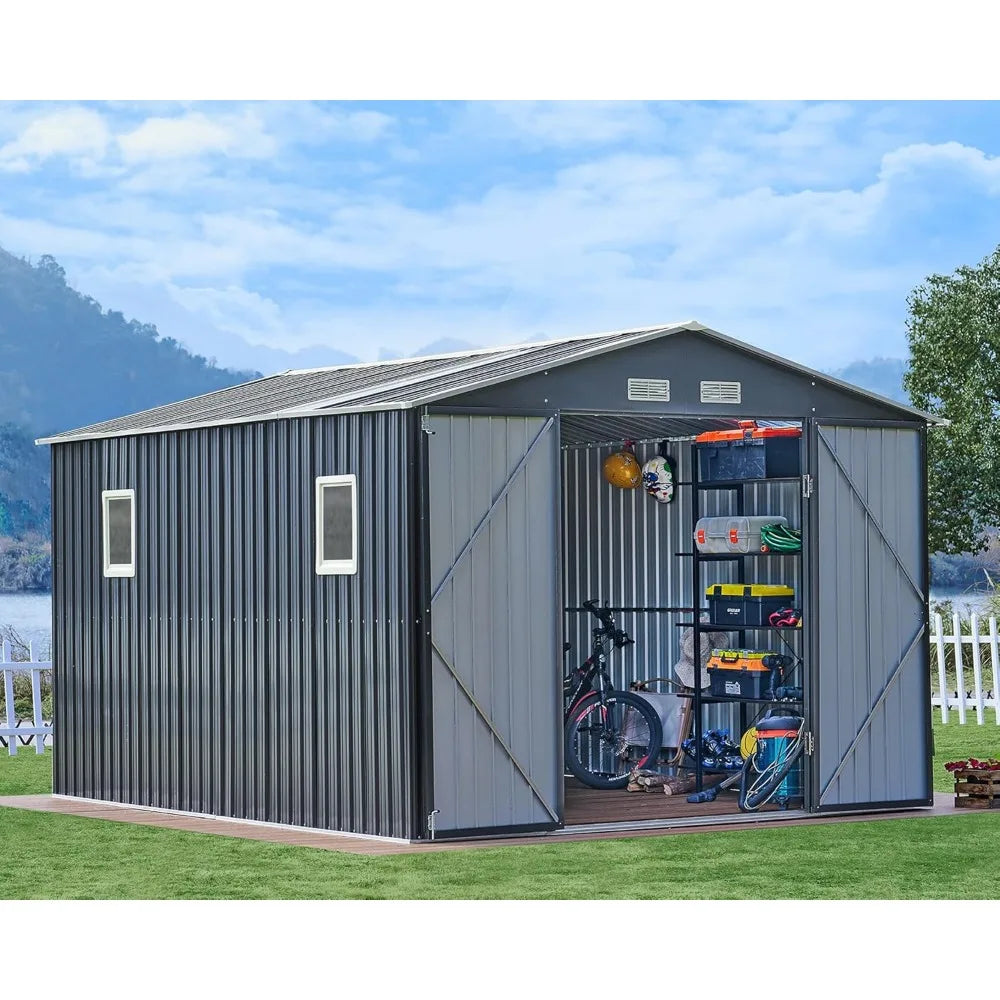 10x12x7.5 FT Outdoor Storage Shed with Double Doors and Vents