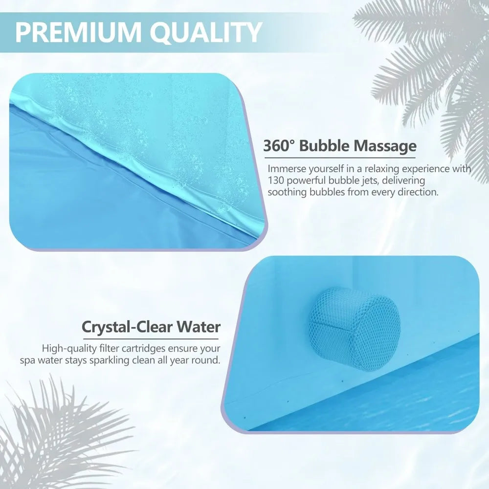 73 Inch Square Inflatable Hot Tub for 4-6 People Outdoors