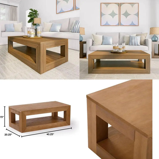 Plank And Beam 40in Modern Coffee Table With Shelf Storage