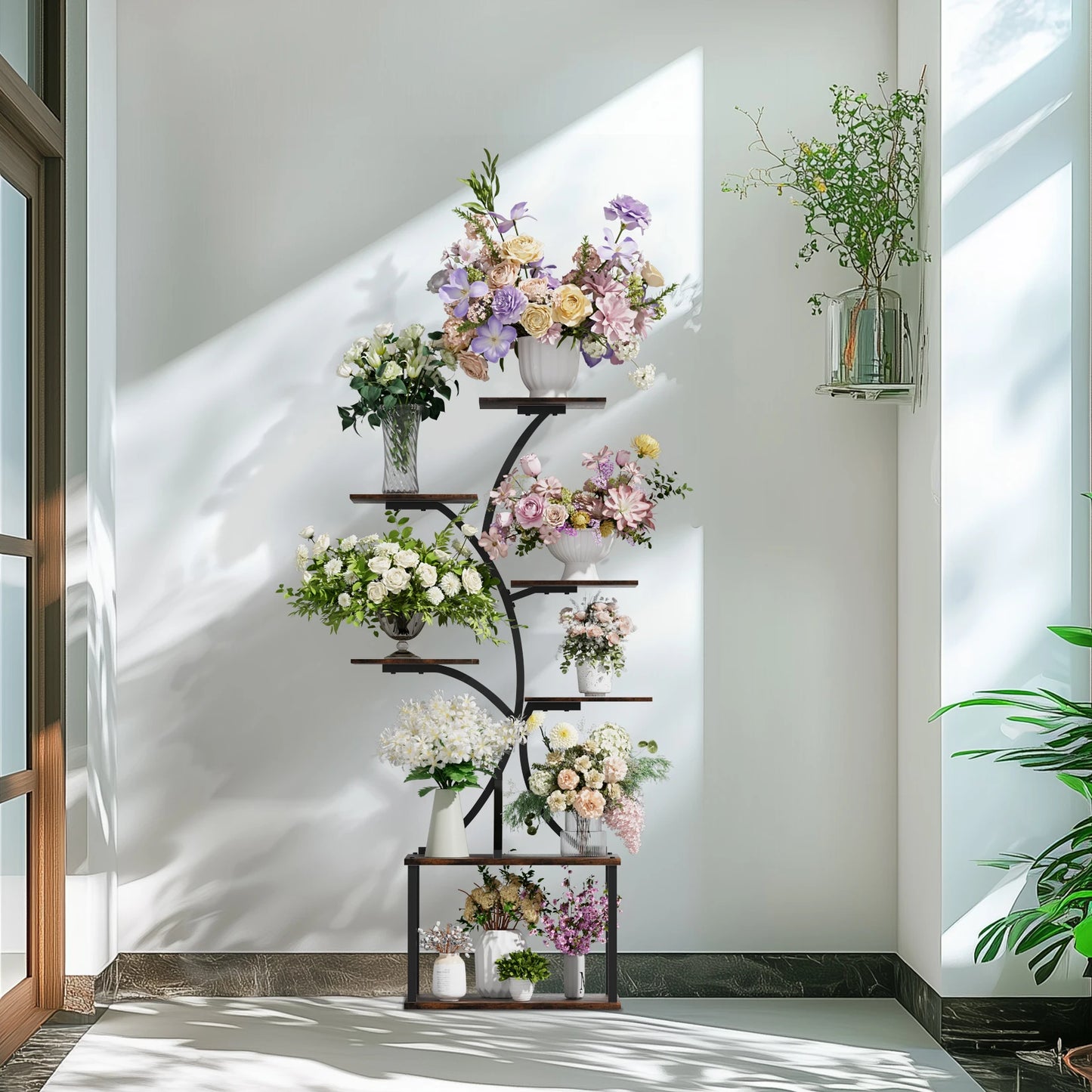 Industrial Style Multilayer Plant Stand Tree Shaped Display