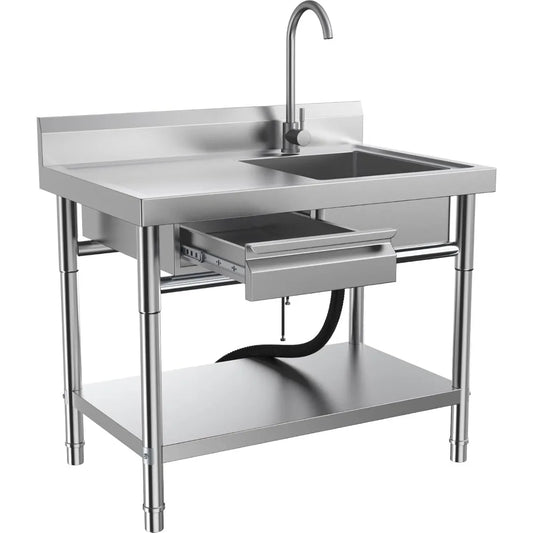 Stainless Steel Utility Sink 39.5 Inch Single Bowl