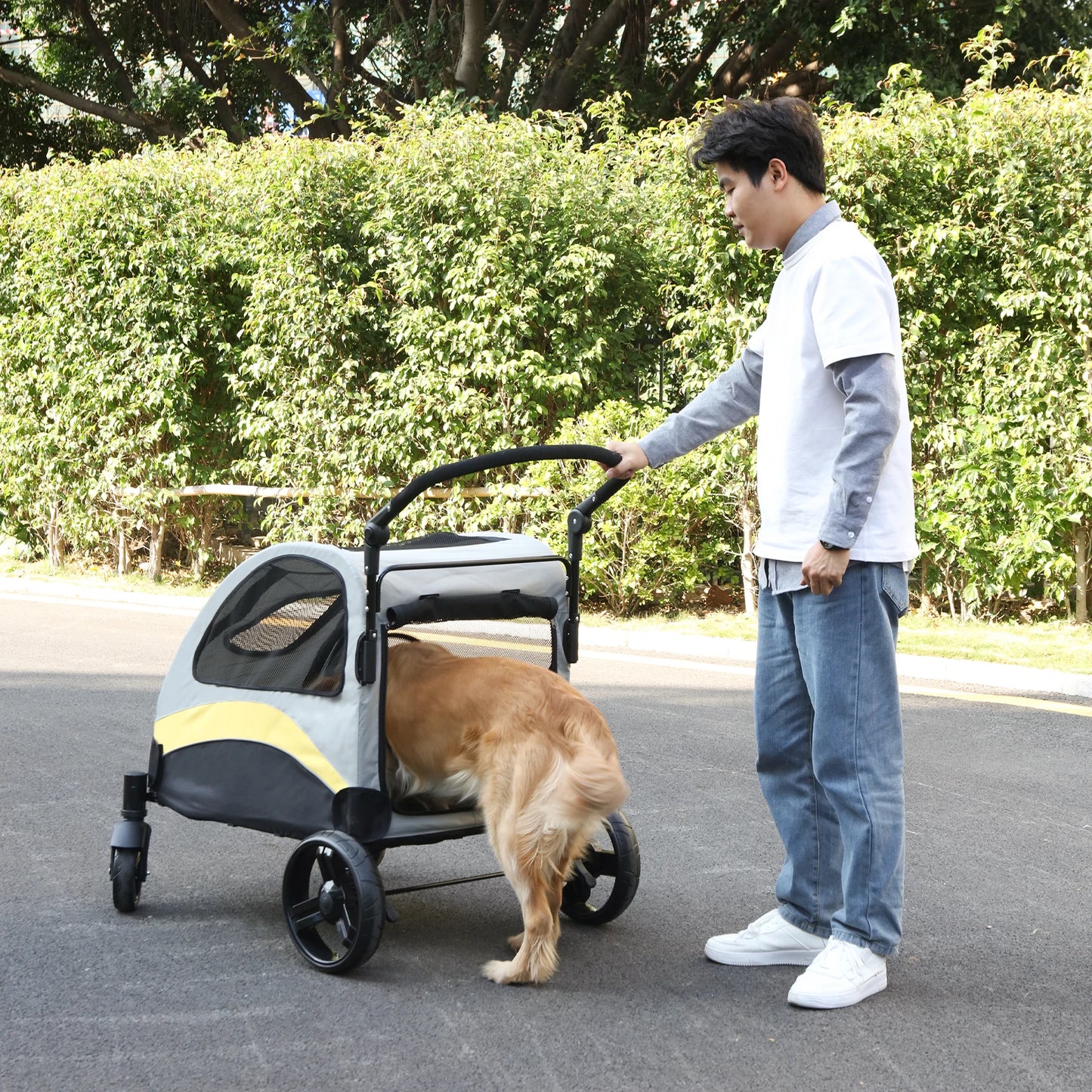 Foldable Four Wheel Dog Cat Stroller Portable Breathable