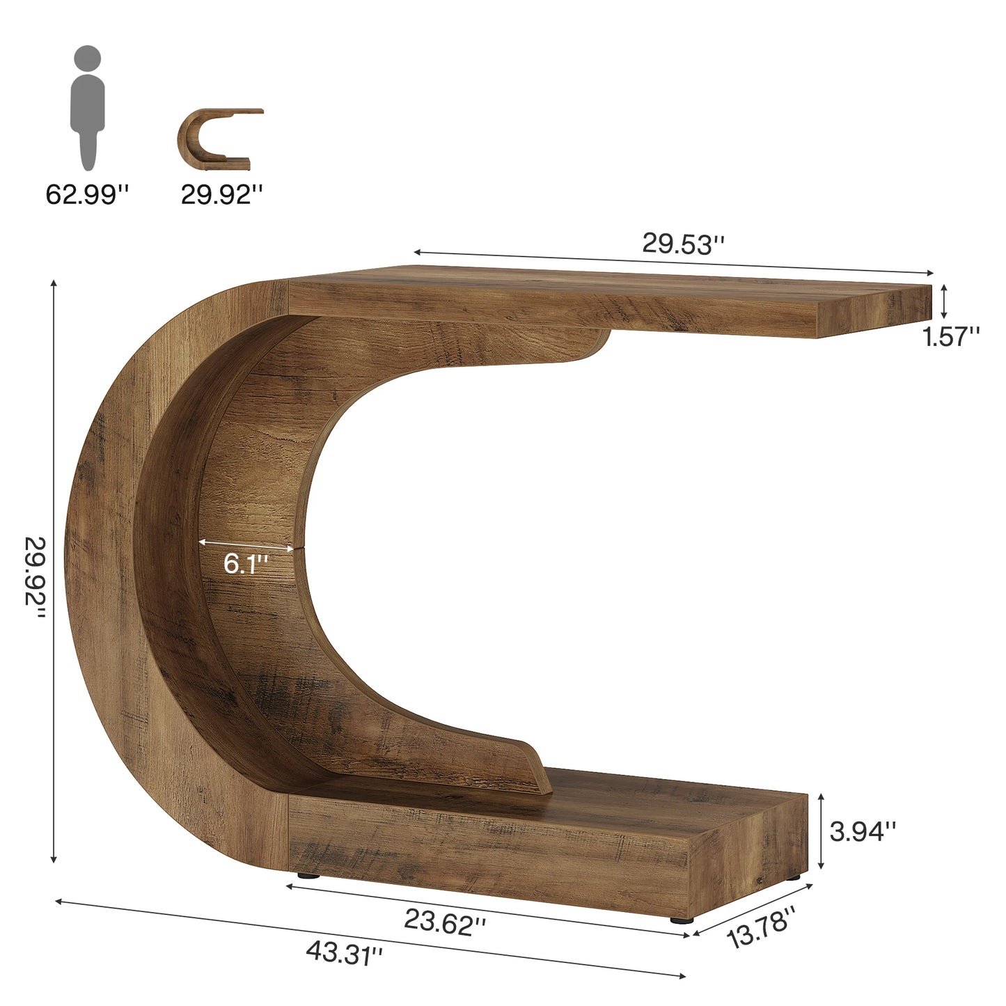 Tribesigns 43.3" Mid-Century Modern Console Table for Entryway, Wood C-Shaped Hallway Entry Accent Table for Living Room