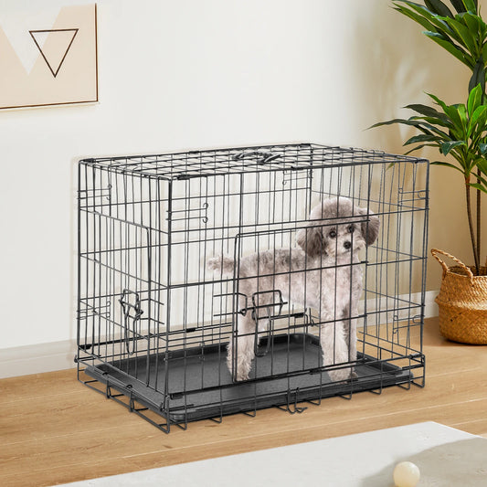 JHK Double Door Folding Metal Wire Dog Cage Large Kennel