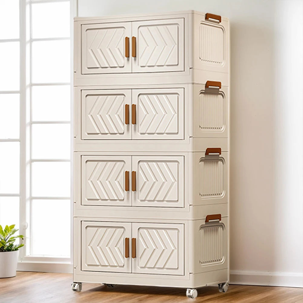4 Tier Stackable Storage Bins With Doors And Wheels Office