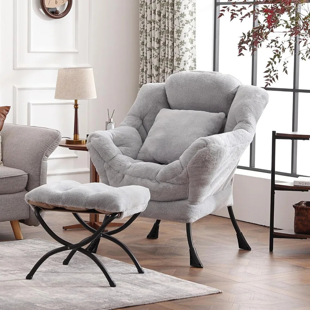 Contemporary Oversized Lounge Chair With Ottoman Seating