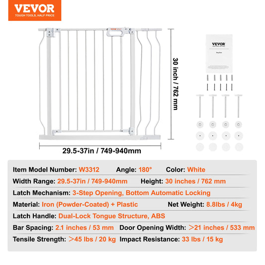 VEVOR Baby Gate 28 30 36 Inch High Walk Thru Pressure Mount