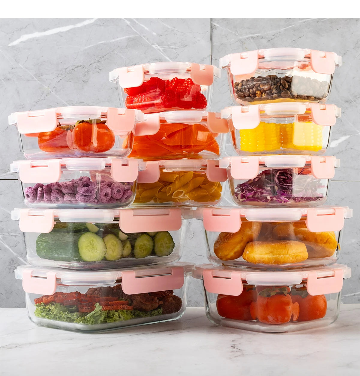 16 Piece Glass Food Storage Containers Leakproof Airtight