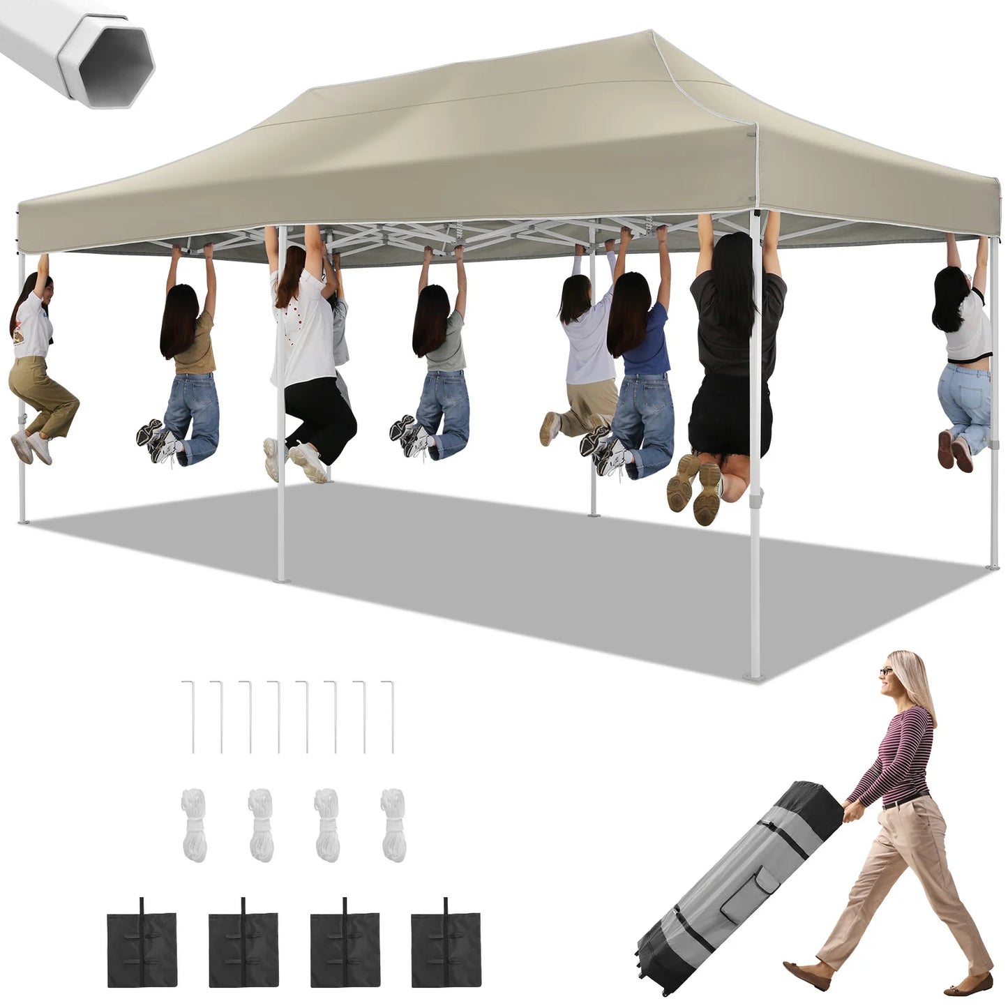 10x20 Pop Up Canopy Tent Waterproof With Roller Bag