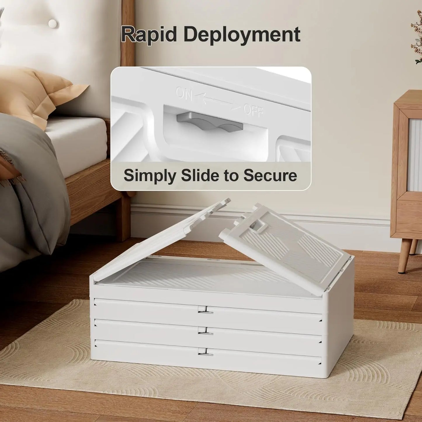 Folding Storage Bins Organizer with Wheels, Stackable Container