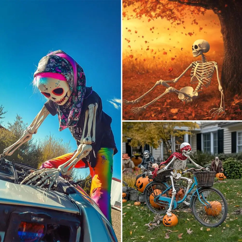 5.4ft Poseable Skeleton Prop Life Size Plastic Halloween