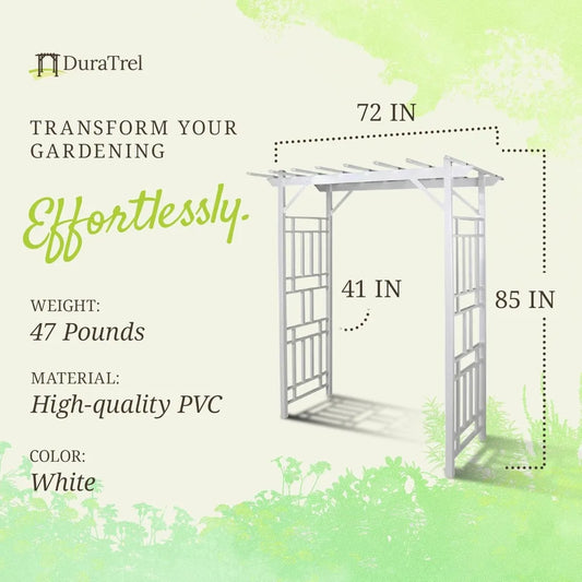 White Wellington Arbor Vinyl Garden Archway 72W by 85H Outdoors