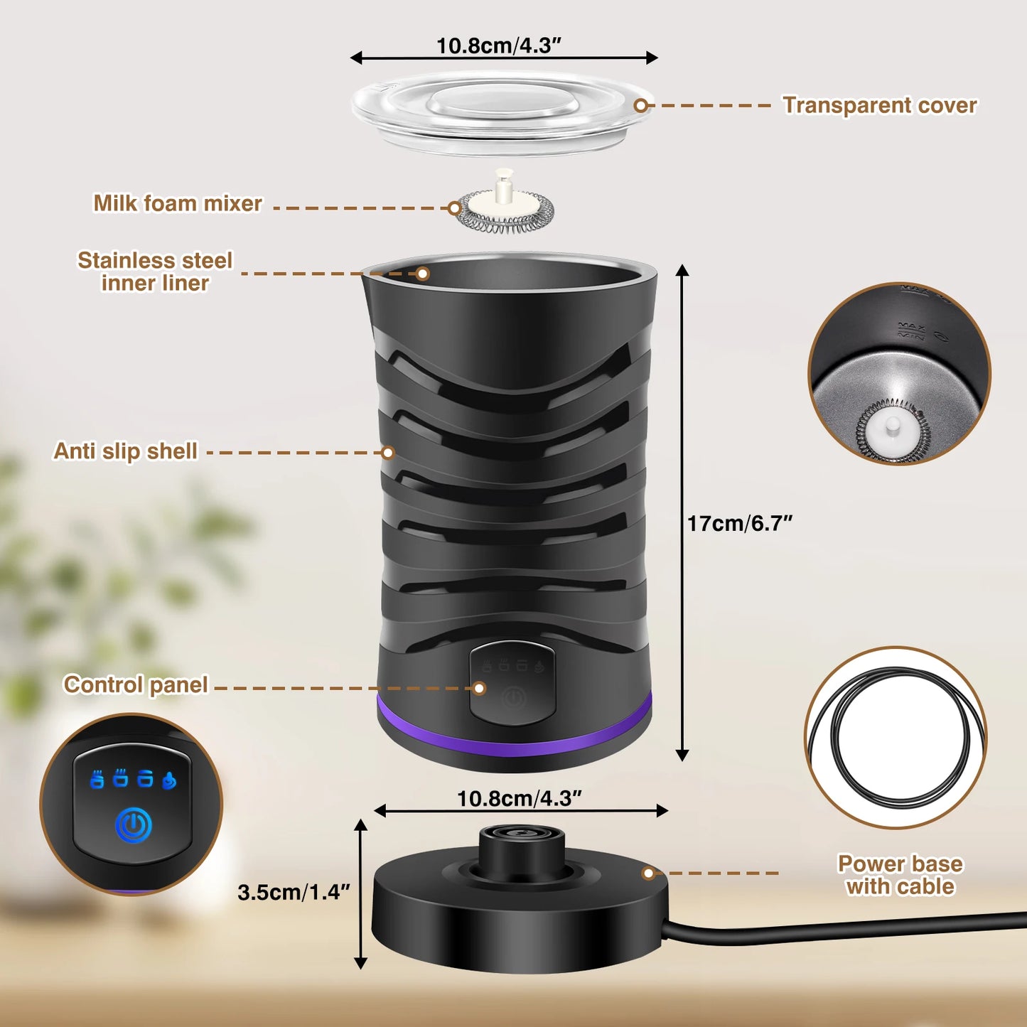 4 In 1 Electric Milk Frother Milk Foam Machine For Coffee