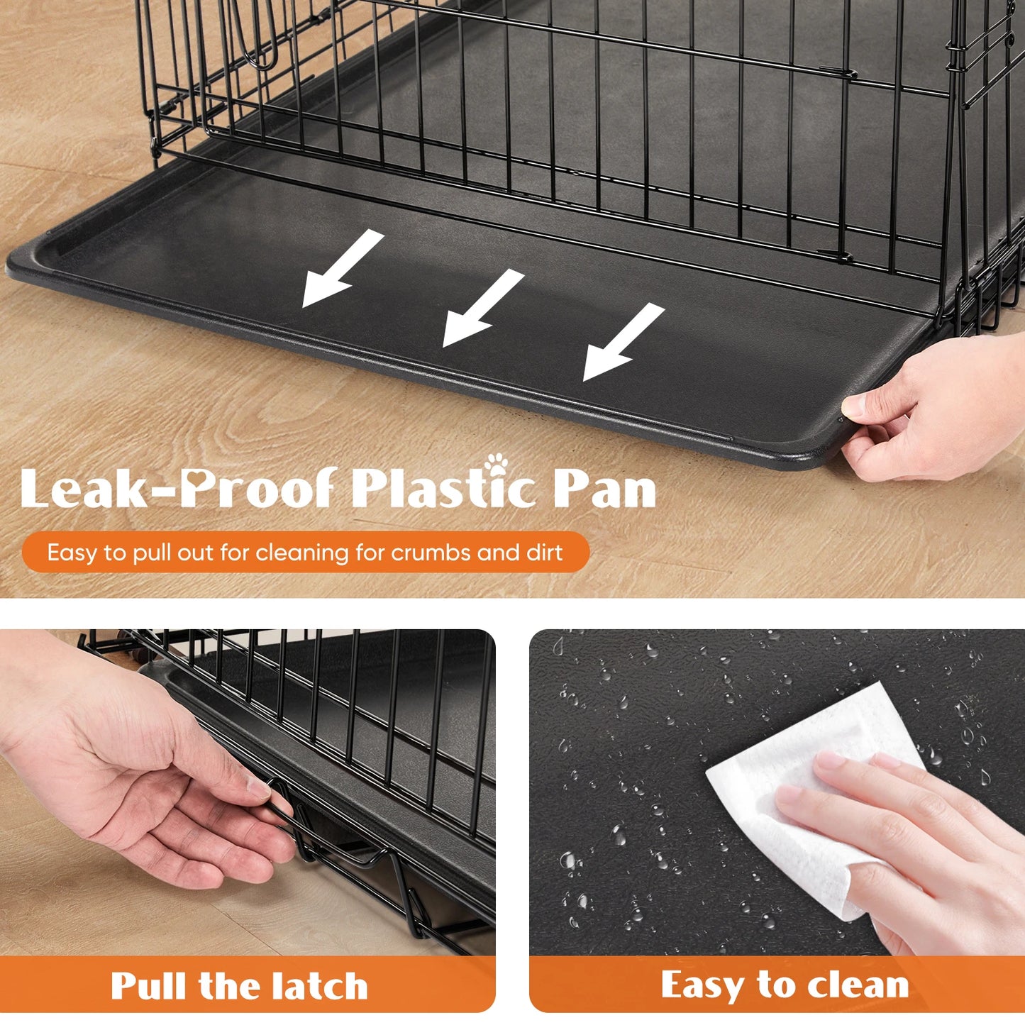 JHK Double Door Folding Metal Wire Dog Cage Large Kennel