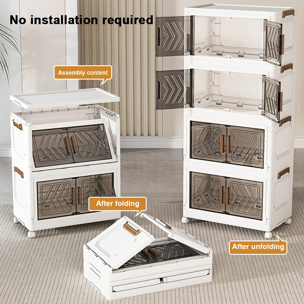 4 Tier Stackable Storage Bins With Doors And Wheels Office