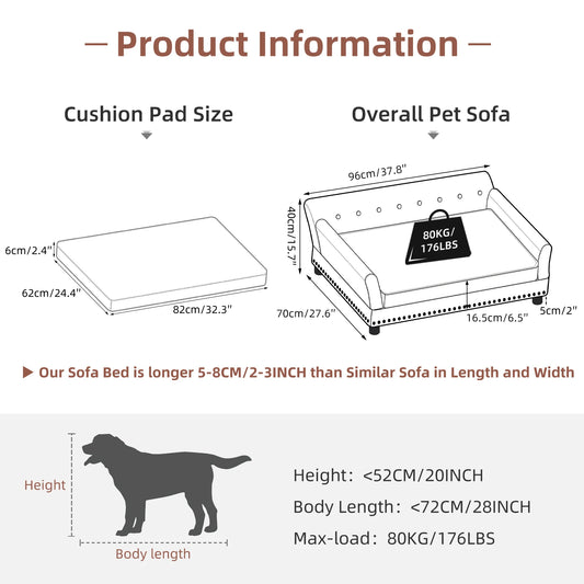 Luxurious Elevated Dog Bed XL With Microfiber Leather Cover