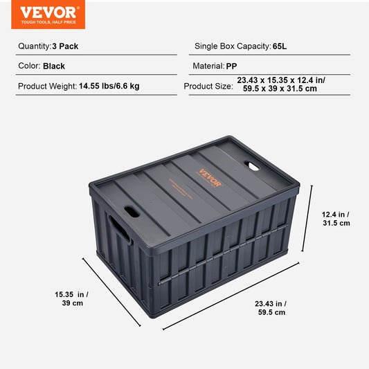 SucceBuy 45L 65L Collapsible Storage Bins With Lids