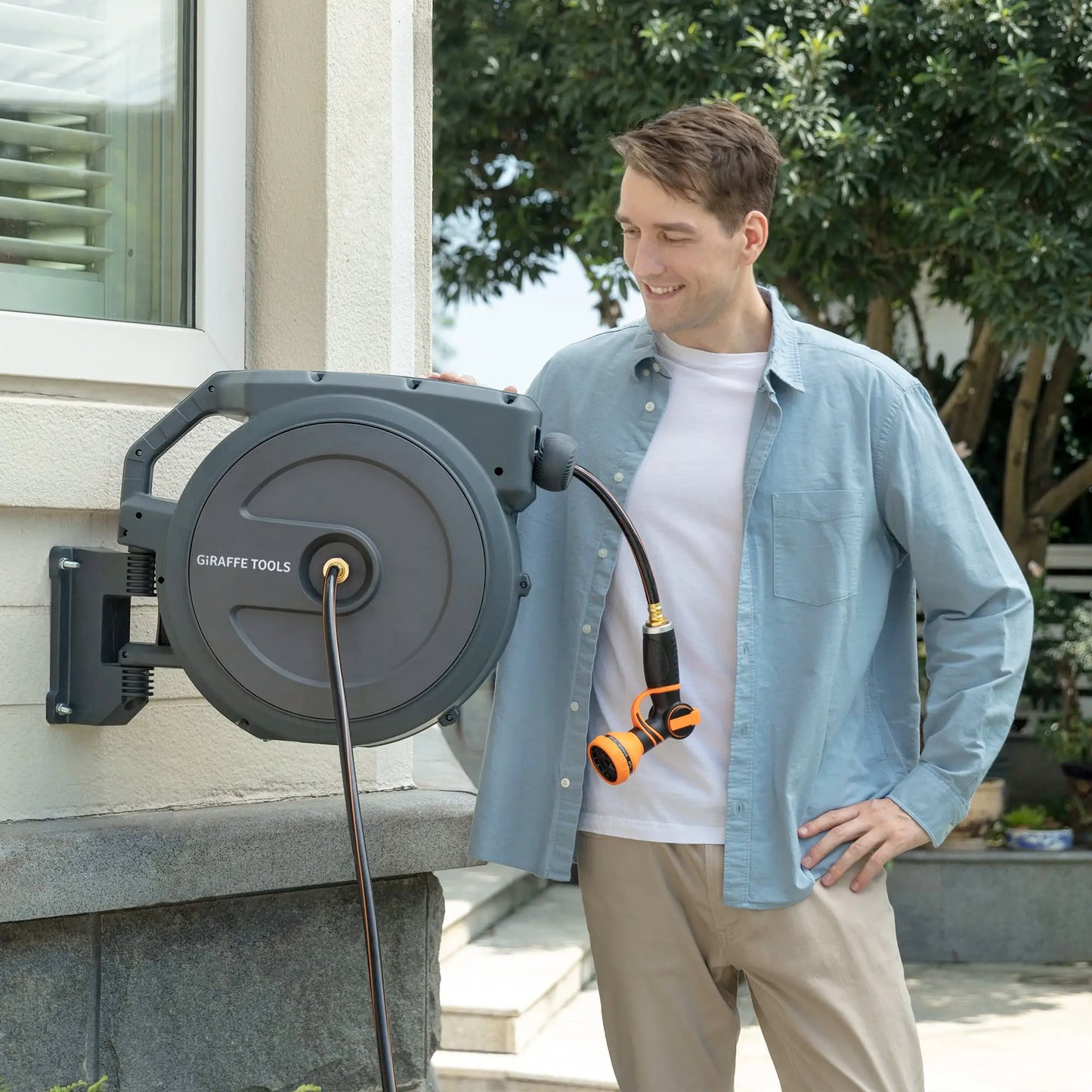 Giraffe Tools AW40 Retractable Hose Reel 90 Ft Wall Mounted