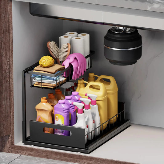 Under Sink Organizers And Storage 2 Tier Slide Out Metal Cabinet