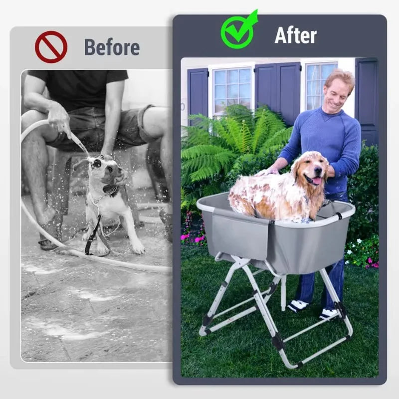 Elevated Dog Bath Tubs Grooming Foldable Adjustable Station