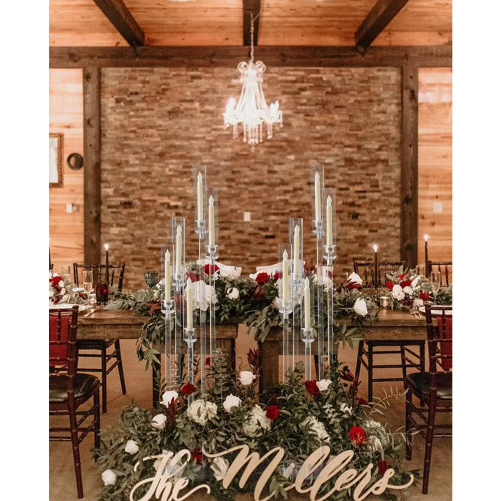 10 Pack Acrylic 5 Arm Floor Candelabra Wedding Centerpiece