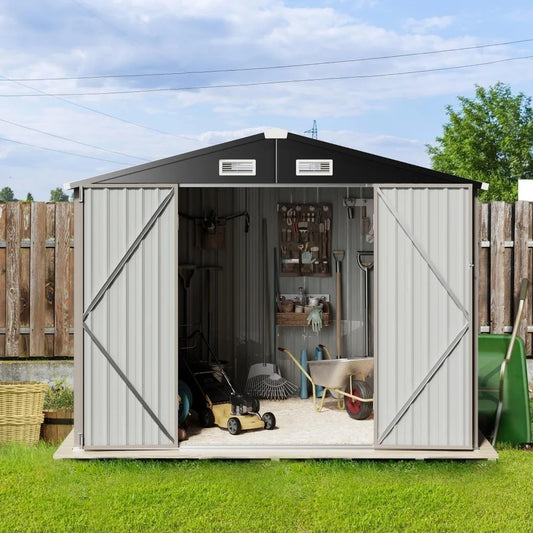 Outdoor Steel Storage Shed - Tool & Utility Shed with Door & Lock