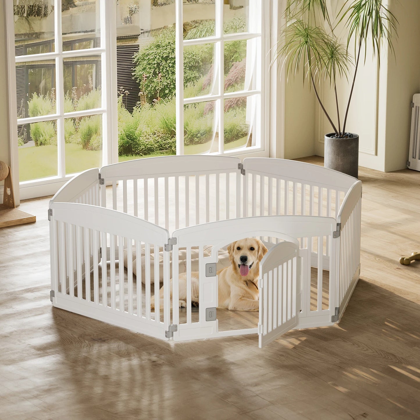 JHK Plastic Dog Playpen 6 Panel 24 Inch Expandable Fence
