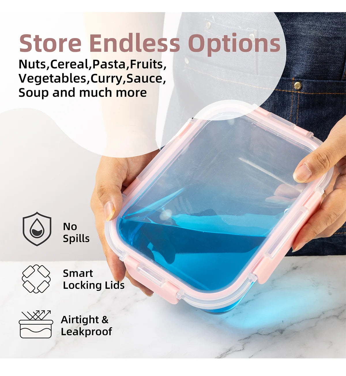 16 Piece Glass Food Storage Containers Leakproof Airtight