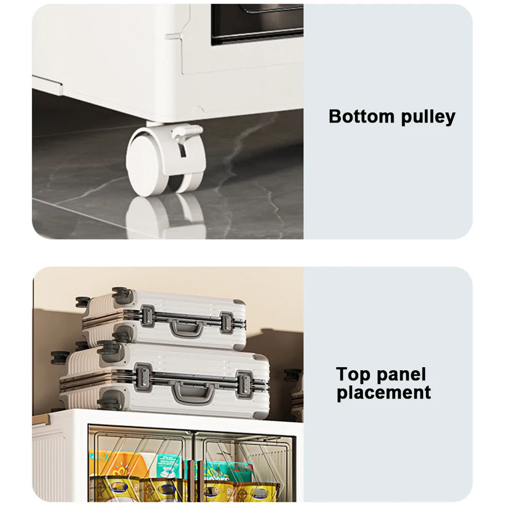 4 Tier Stackable Storage Bins With Doors And Wheels Office