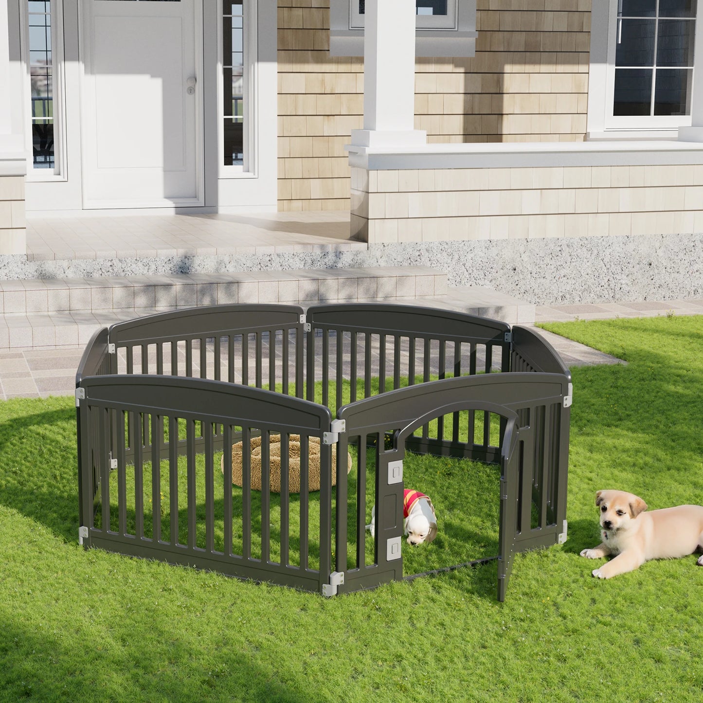 JHK Plastic Dog Playpen 6 Panel 24 Inch Expandable Fence