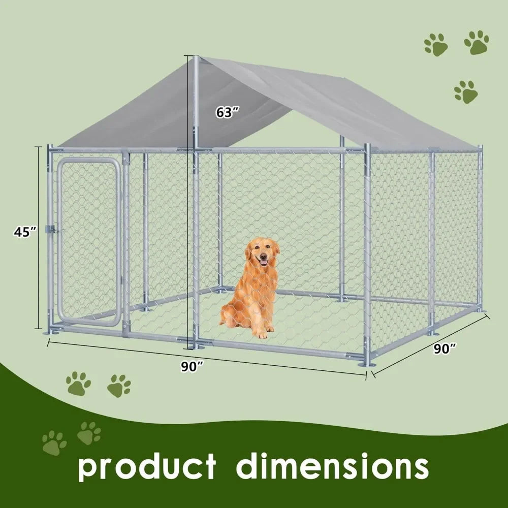 Outdoor Large Dog Kennel Enclosure With Roof Mesh Heavy Duty