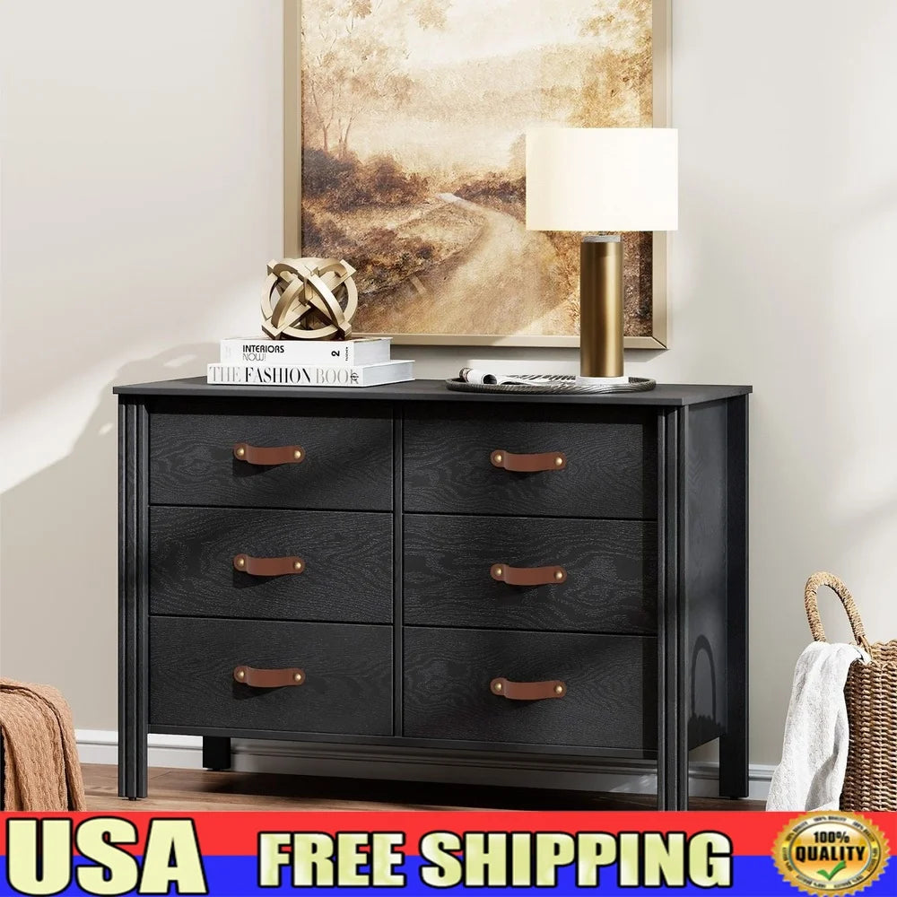 Modern 6 Drawer Dresser With Fabric Drawers Storage