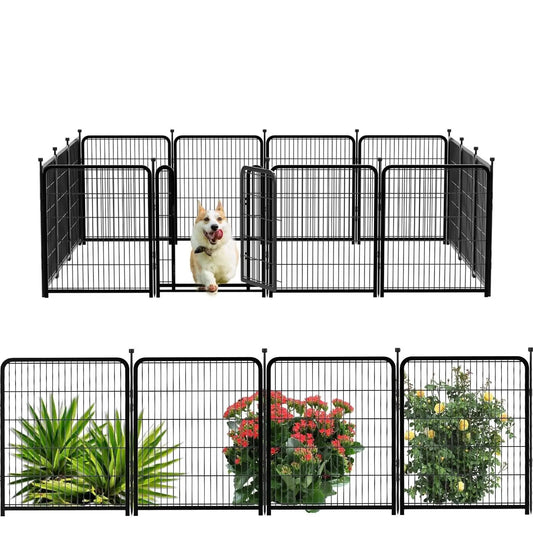 Dog Playpen Indoor & Outdoor Metal Dog Pen with Door