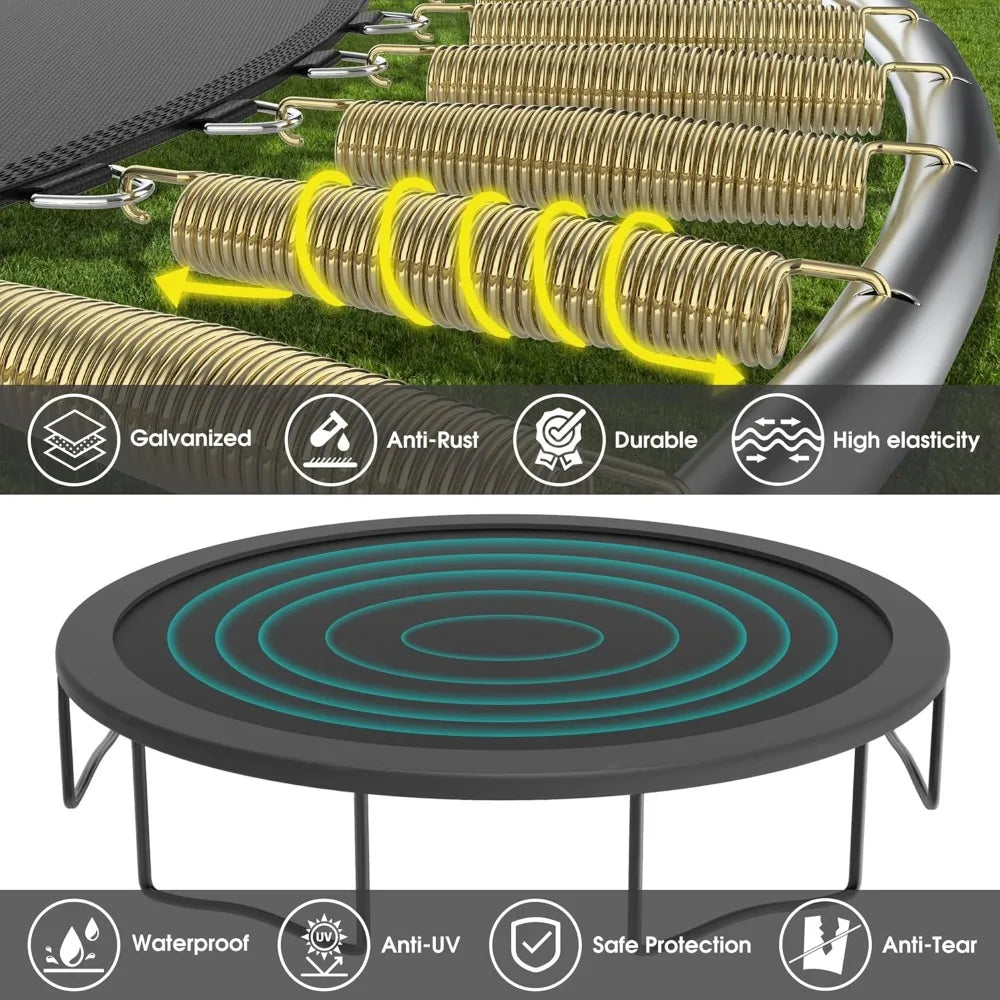 12 FT Trampoline for Kids and Adults 1500LBS with Hoop