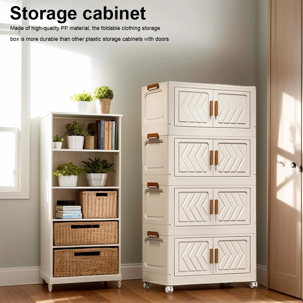 4 Tier Stackable Storage Bins With Doors And Wheels Office
