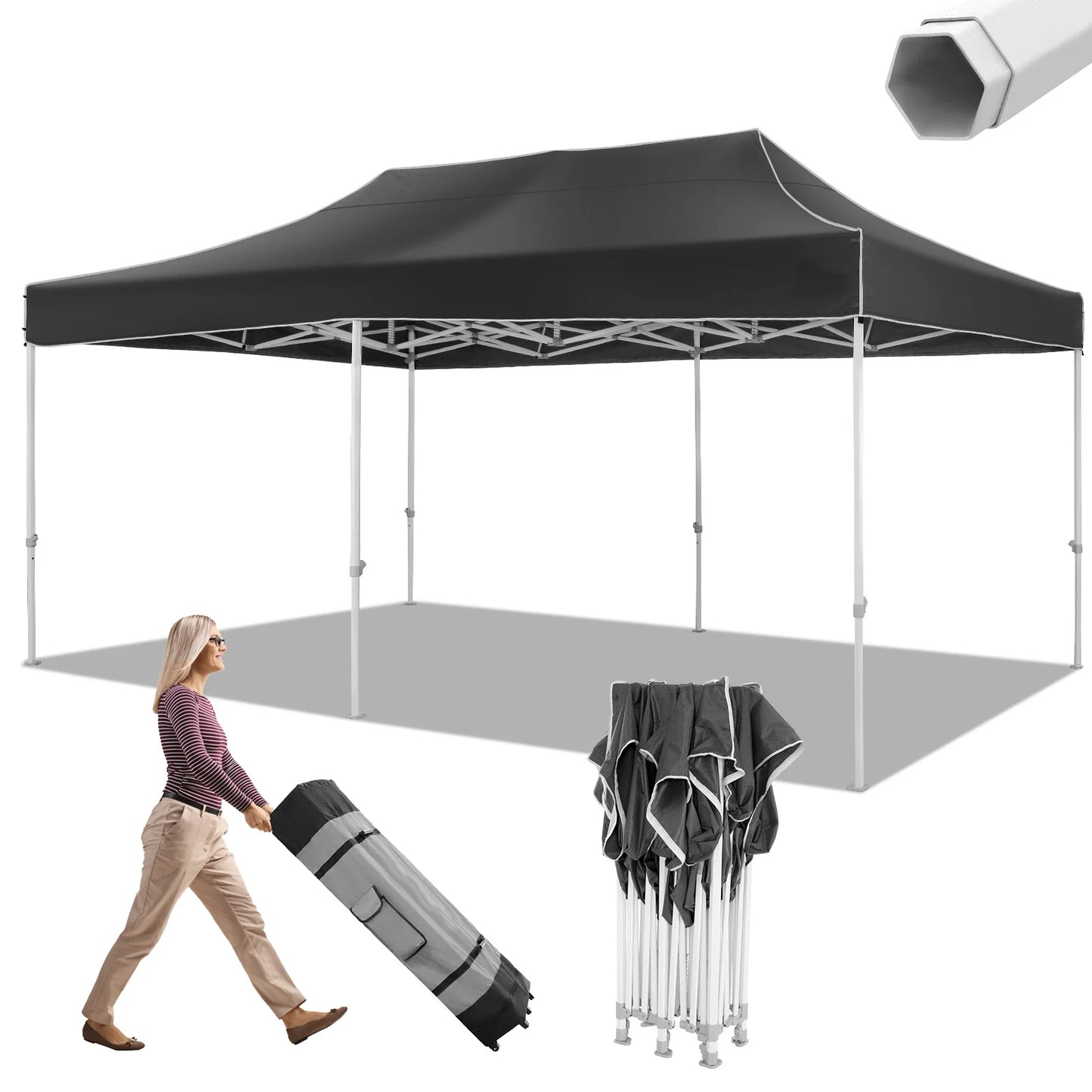 10x20 Pop Up Canopy Tent Waterproof With Roller Bag
