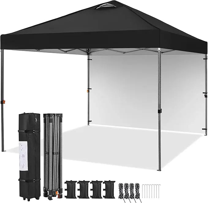 10x10 Pop Up Canopy Tent With 1 Sidewall Wheeled Bag