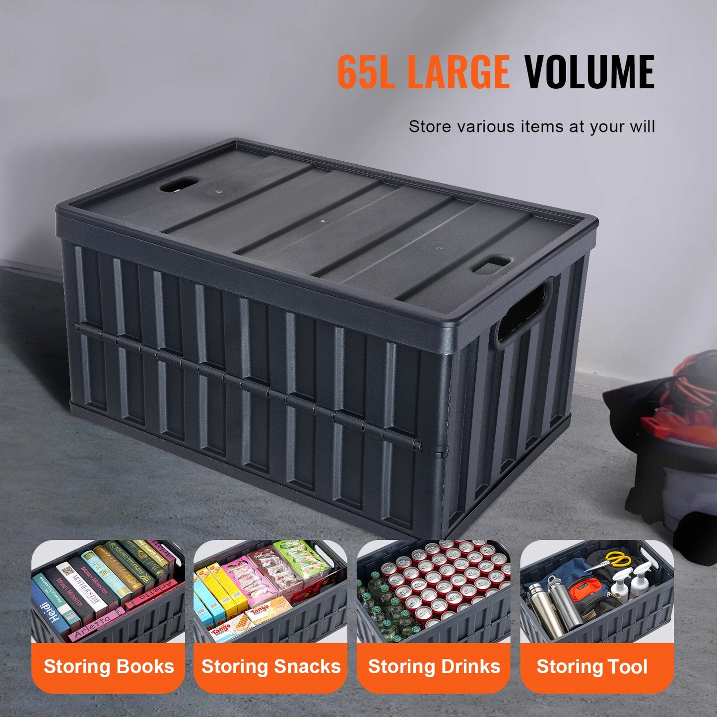 SucceBuy 45L 65L Collapsible Storage Bins With Lids