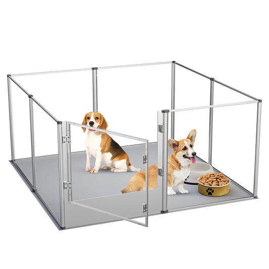 Extra Large Dog Playpen Acrylic Enclosure with Waterproof Pad