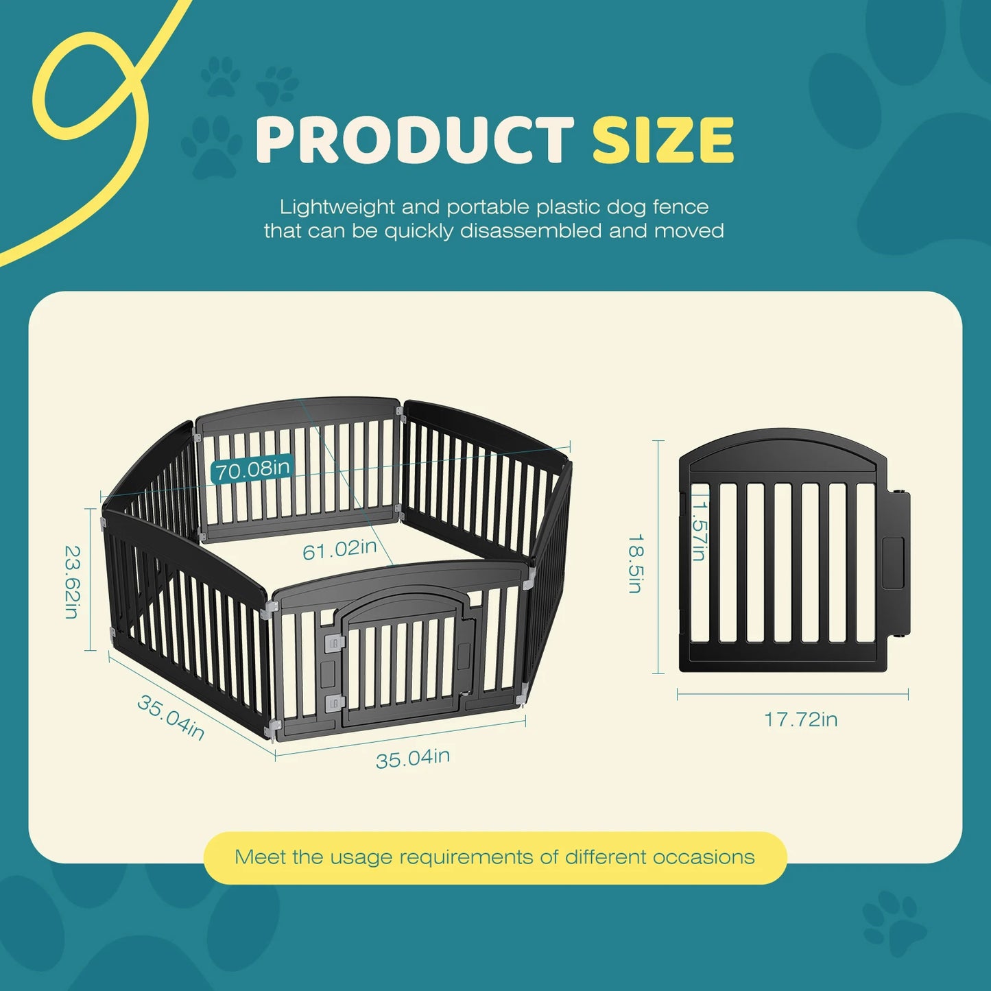 JHK Plastic Dog Playpen 6 Panel 24 Inch Expandable Fence