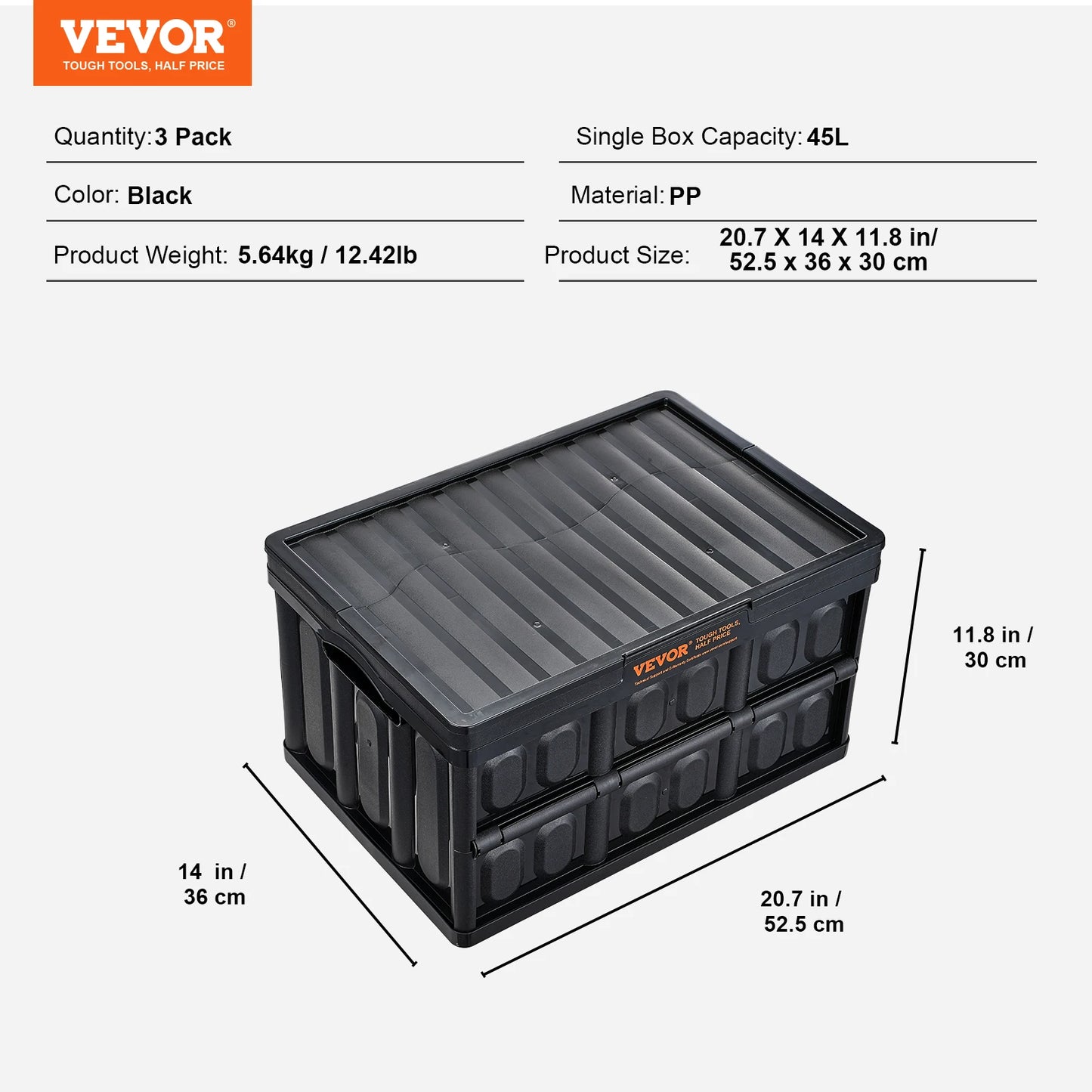 SucceBuy 45L 65L Collapsible Storage Bins With Lids