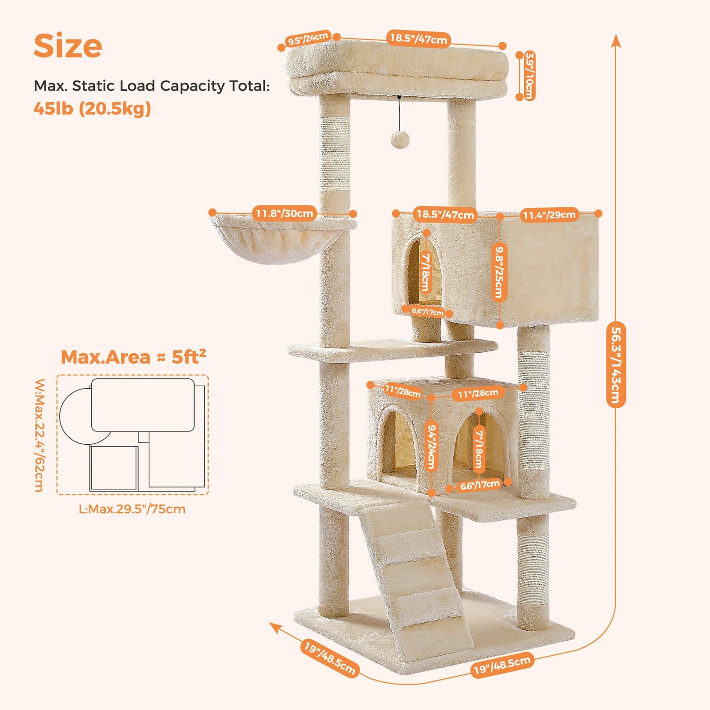 Luxury Cat Tree Multi Level Tower With Condo And Perches
