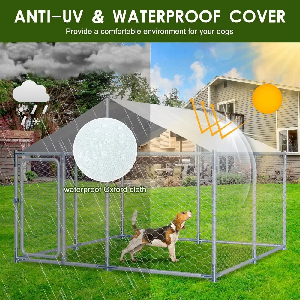 Outdoor Large Dog Kennel Enclosure With Roof Mesh Heavy Duty