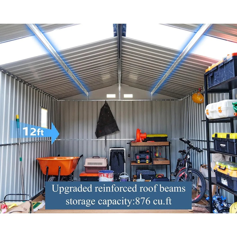 10x12x7.5 FT Outdoor Storage Shed with Double Doors and Vents