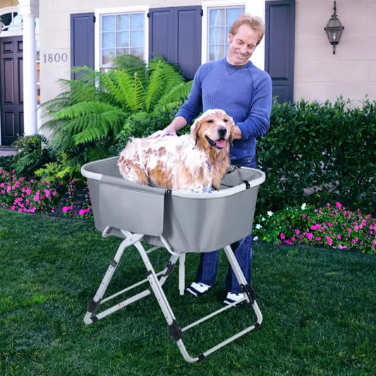 Elevated Dog Bath Tubs Grooming Foldable Adjustable Station